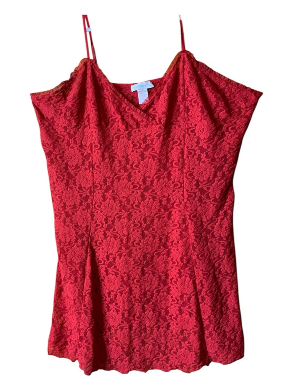 Plus Size Vintage Red Lace Chemise Sheer slip dress romantic Intimate size 3X